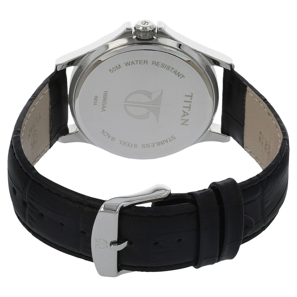 Titan Quartz Multifunction Anthracite Dial Leather Strap watch for Men NS1698SL02