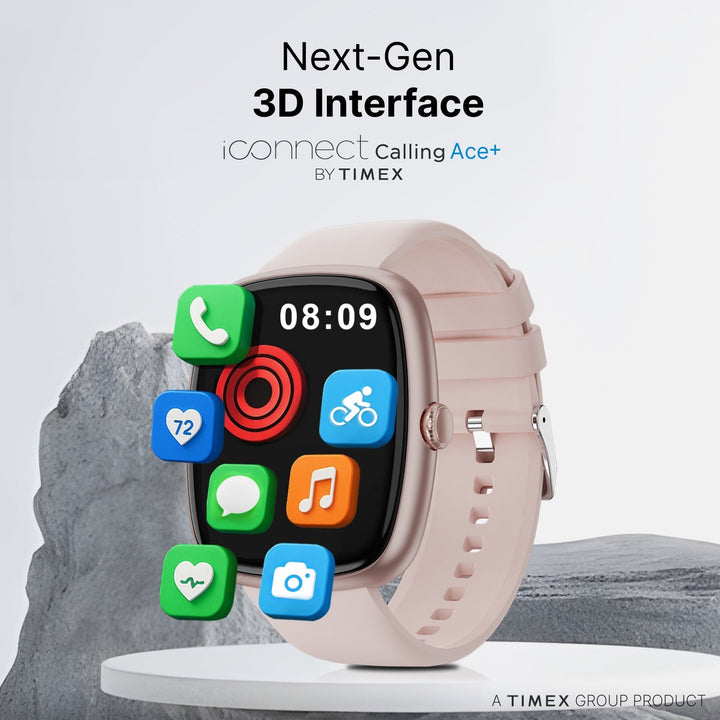 Timex IConnect Calling Ace+ 1.83"(4.6 Cm) 3D UI Display With Functional Crown And BT Calling Smartwatch For Unisex - TWIXW1501T