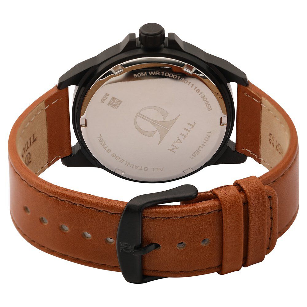 Titan Analog Black Dial DayDate Leather Strap watch for Men NS1701NL01