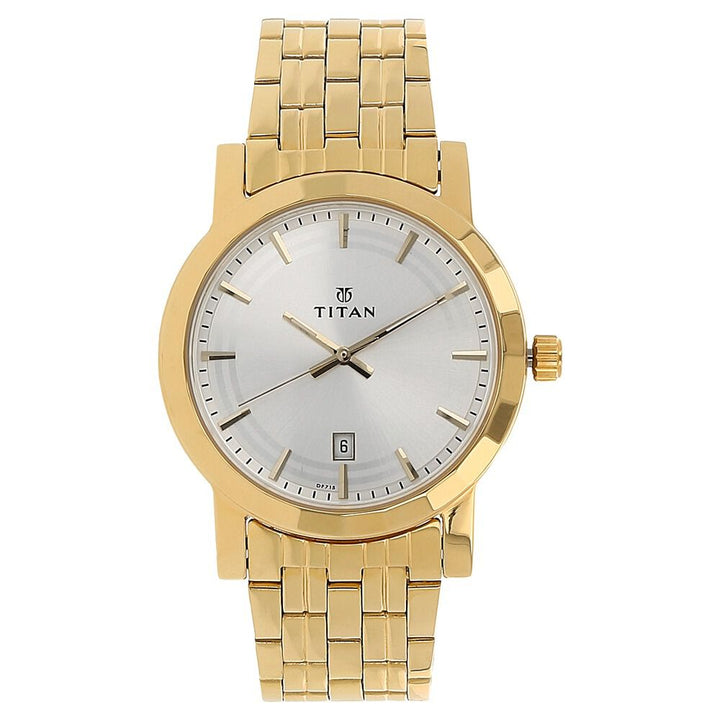 Titan Quartz Analog with Date Silver Dial Stainless Steel Strap Watch for Men-1703YM01