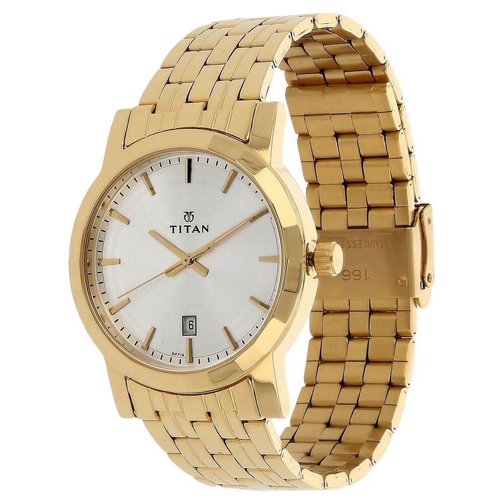 Titan Quartz Analog with Date Silver Dial Stainless Steel Strap Watch for Men-1703YM01