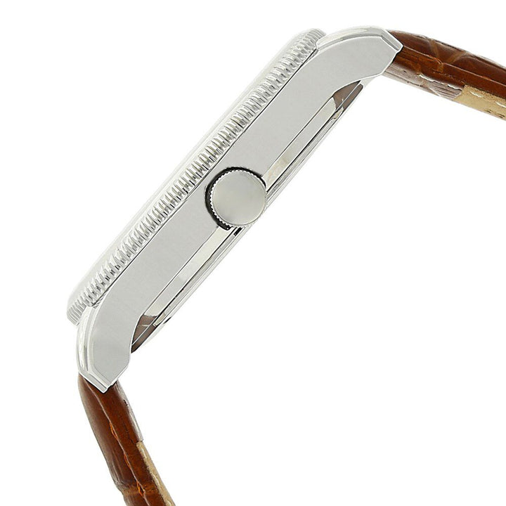 Titan Globe Trotter Silver Dual Time Leather Strap Watch for Men-NK1704SL01