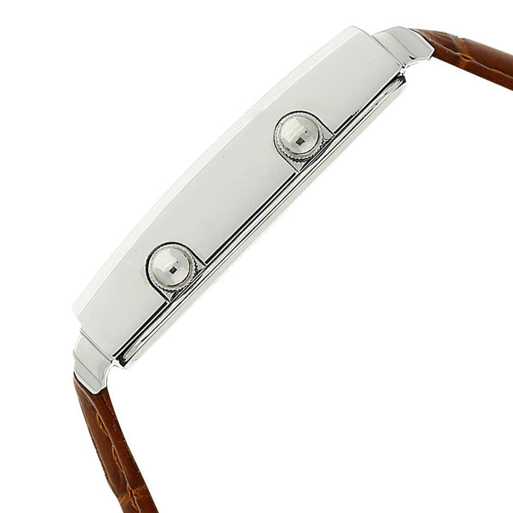 Titan Globe Trotter Silver Dial Dual Time Leather Strap watch for Men-NK1708SL01