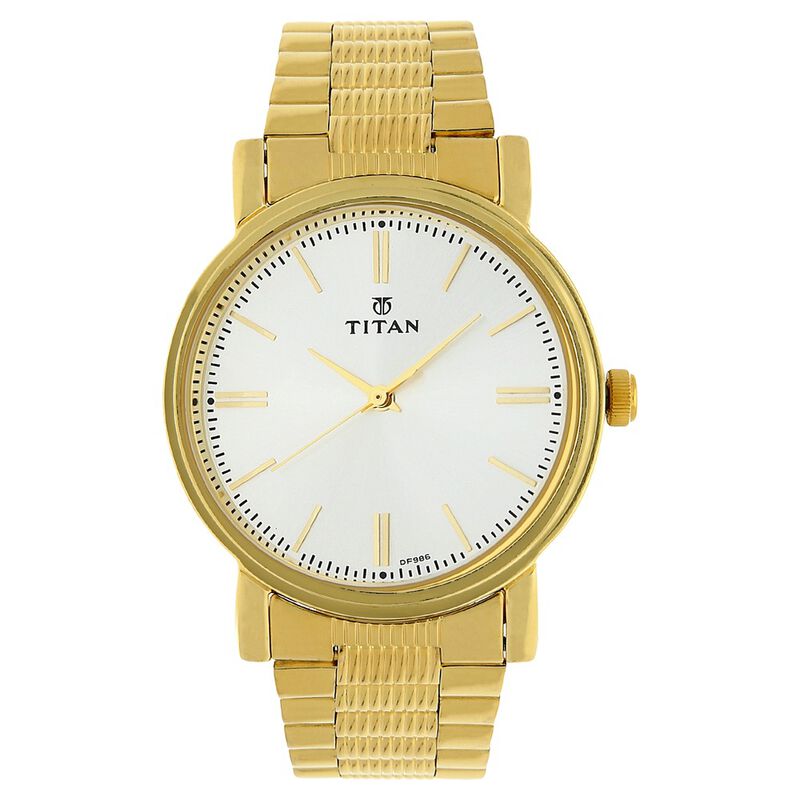 Titan Quartz Analog Silver Dial Stainless Steel Strap Watch for Men