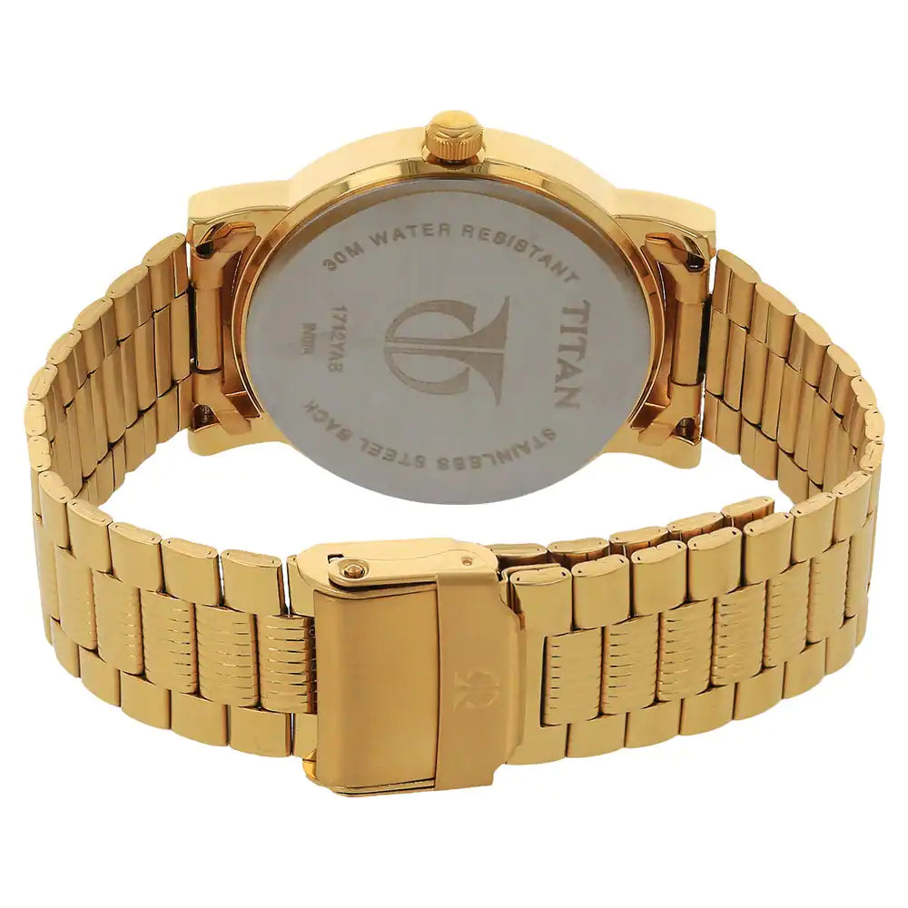 Titan Silver Dial Golden Stainless Steel Strap Watch - NM1712YM02 (DF983)