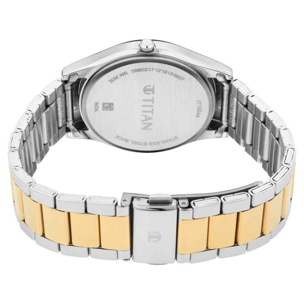 Titan Lagan White Dial Analog Metal Strap Watch for Men NS1713BM01