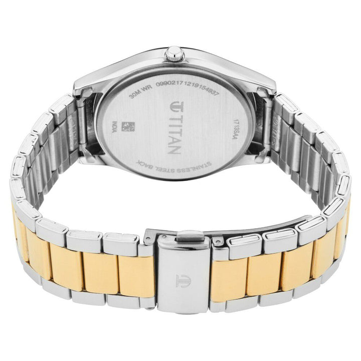 Titan Lagan White Dial Analog Metal Strap Watch for Men-NT1713BM01