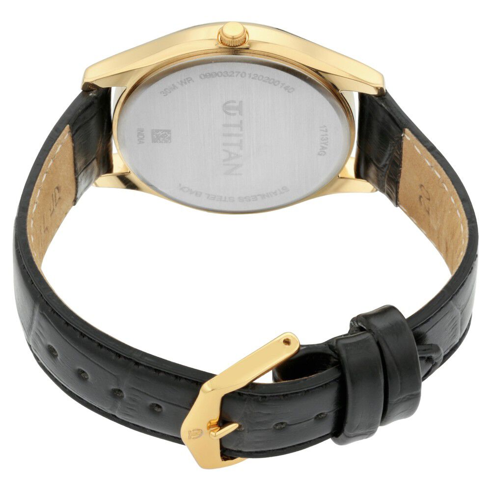 Titan Lagan Black Dial Analog Leather Strap Watch for Men - The Watch Factory ®
