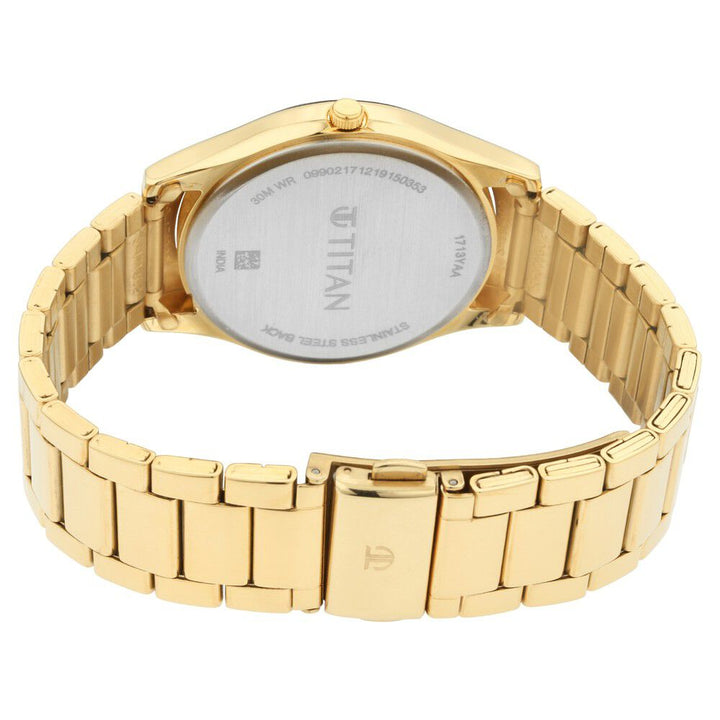Titan Lagan Yellow Dial Analog Metal Strap Watch for Men - The Watch Factory ®
