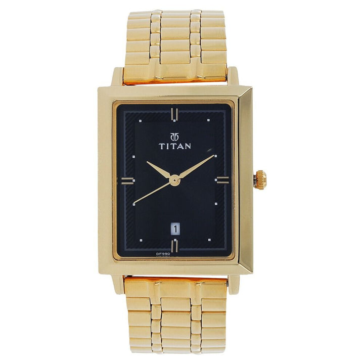 Titan Quartz Analog with Date Black Dial Stainless Steel Strap Watch for Men NS1715YM03