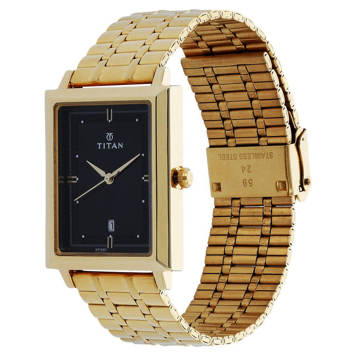 Titan Quartz Analog with Date Black Dial Stainless Steel Strap Watch for Men NS1715YM03