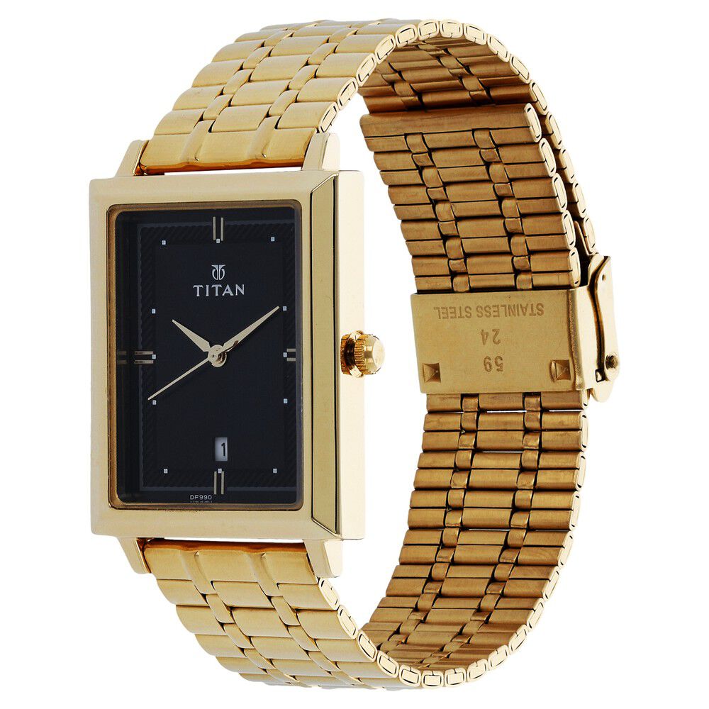 Titan Quartz Analog with Date Black Dial Stainless Steel Strap Watch for Men - The Watch Factory ®