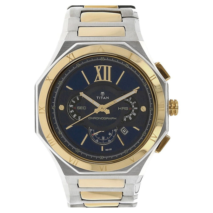 Titan Regalia Rome Blue Dial Chronograph Stainless Steel Strap watch for Men-NK1716BM01