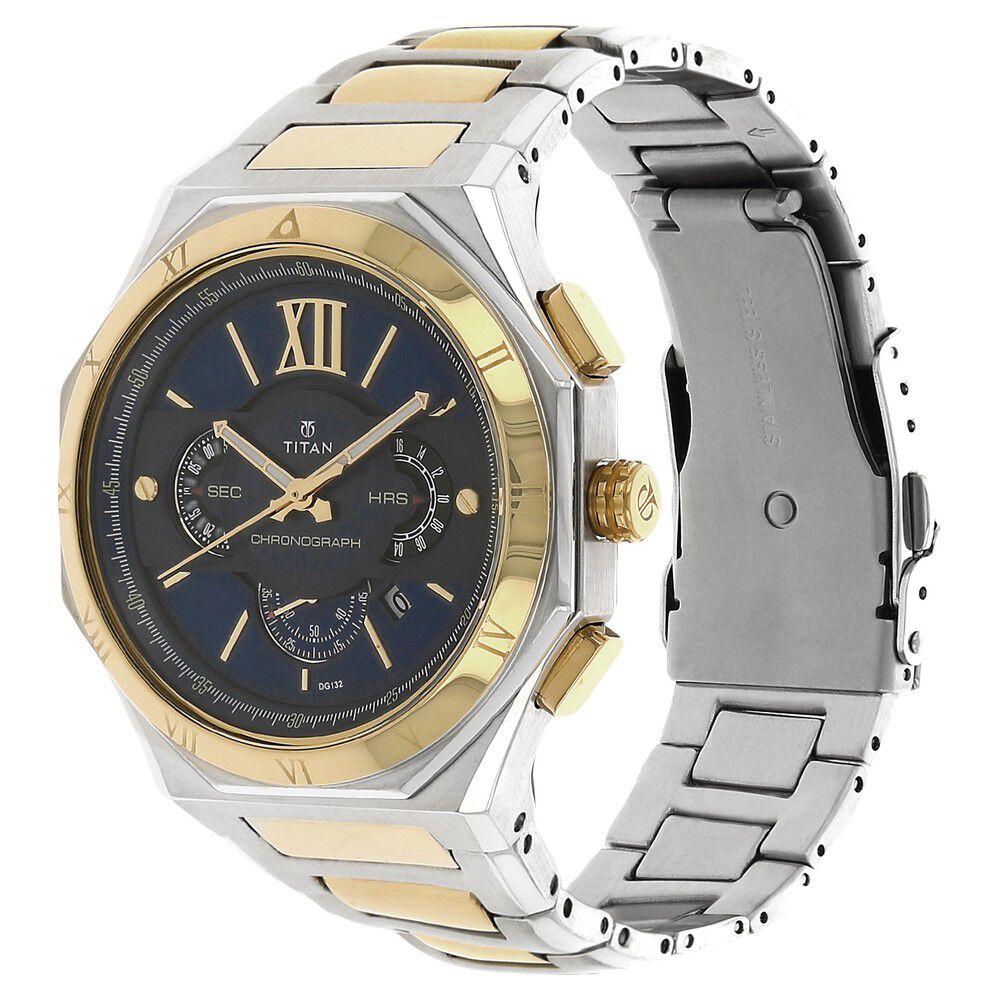 Titan Regalia Rome Blue Dial Chronograph Stainless Steel Strap watch for Men-NK1716BM01
