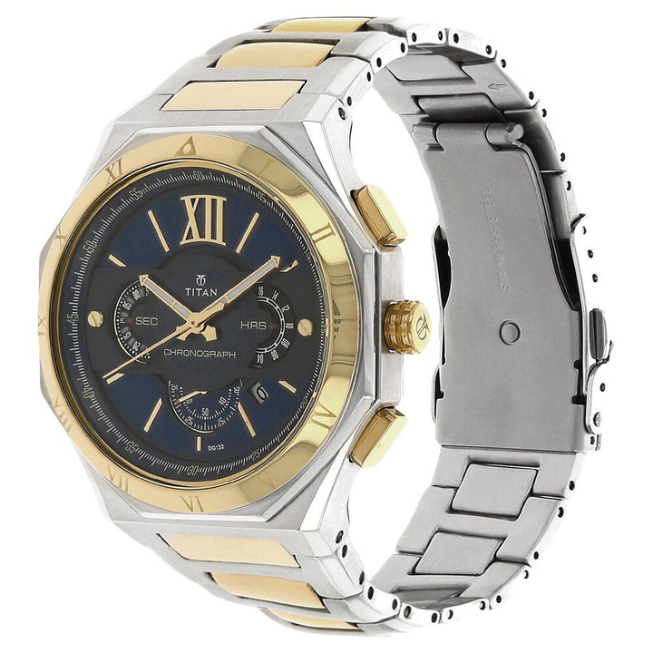 Titan Regalia Rome Blue Dial Chronograph Stainless Steel Strap watch for Men-NK1716BM01