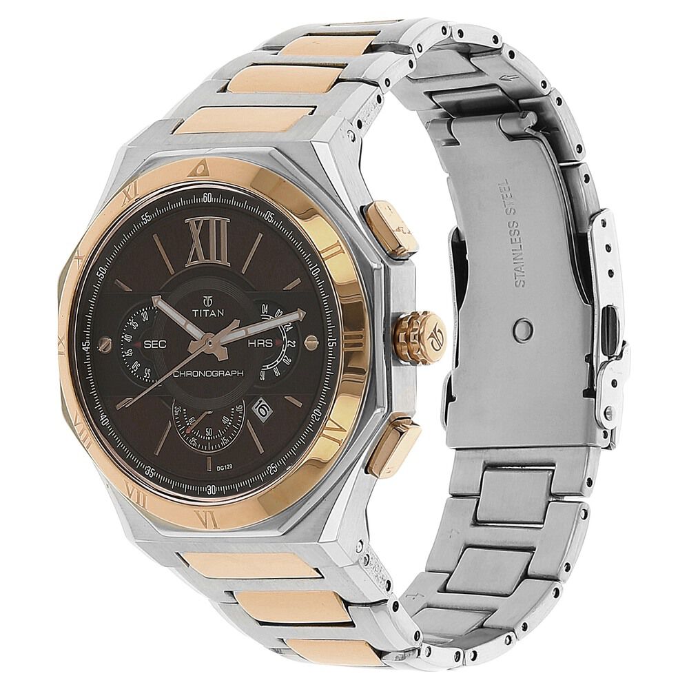 Titan Regalia Rome Brown Dial Chronograph Stainless Steel Strap Watch for Men-NK1716KM01