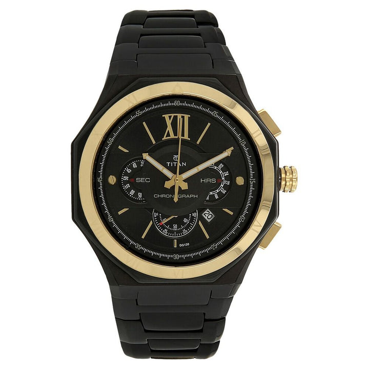 Titan Regalia Rome Black Dial Chronograph Stainless Steel Strap watch for Men-NK1716KM02