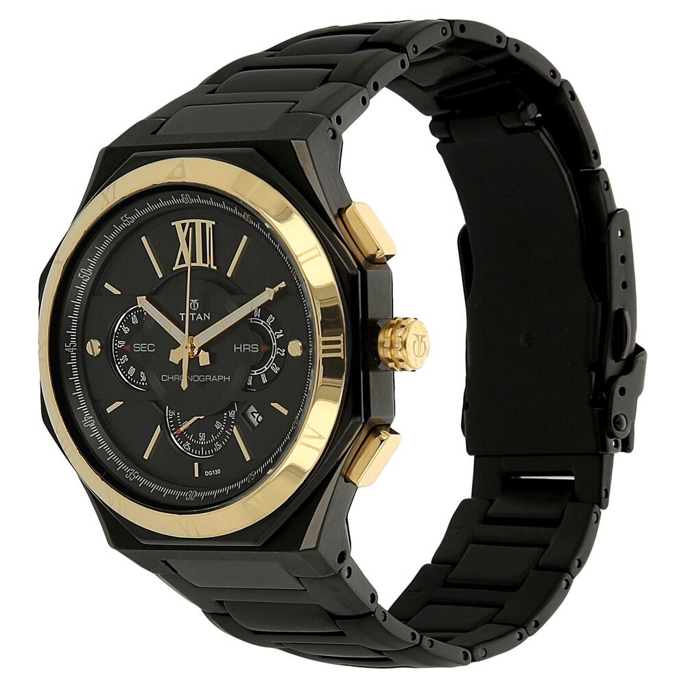 Titan Regalia Rome Black Dial Chronograph Stainless Steel Strap watch for Men-NK1716KM02