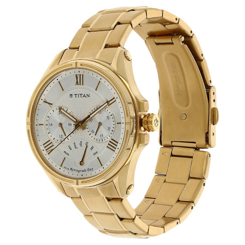 Titan Quartz Multifunction Silver Dial Stainless Steel Strap Watch for Men-NL1717YM01