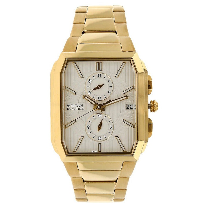 Titan Quartz Multifunction Silver Dial Stainless Steel Strap Watch for Men-1719YM01