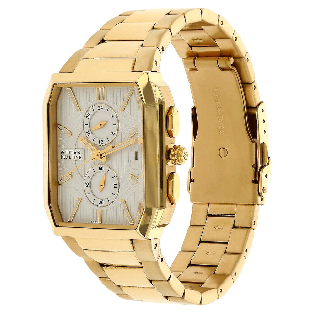 Titan Quartz Multifunction Silver Dial Stainless Steel Strap Watch for Men-1719YM01