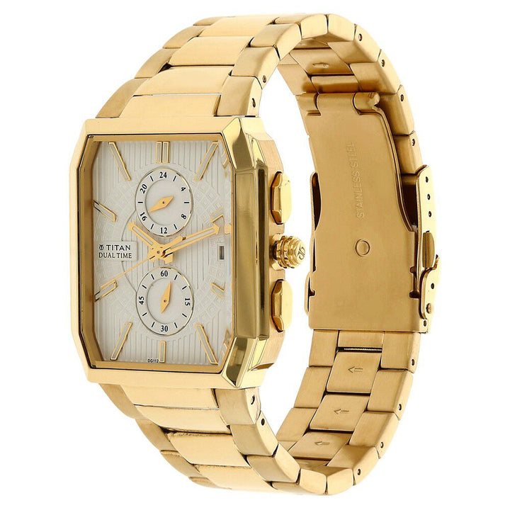 Titan Quartz Multifunction Silver Dial Stainless Steel Strap Watch for Men-1719YM01