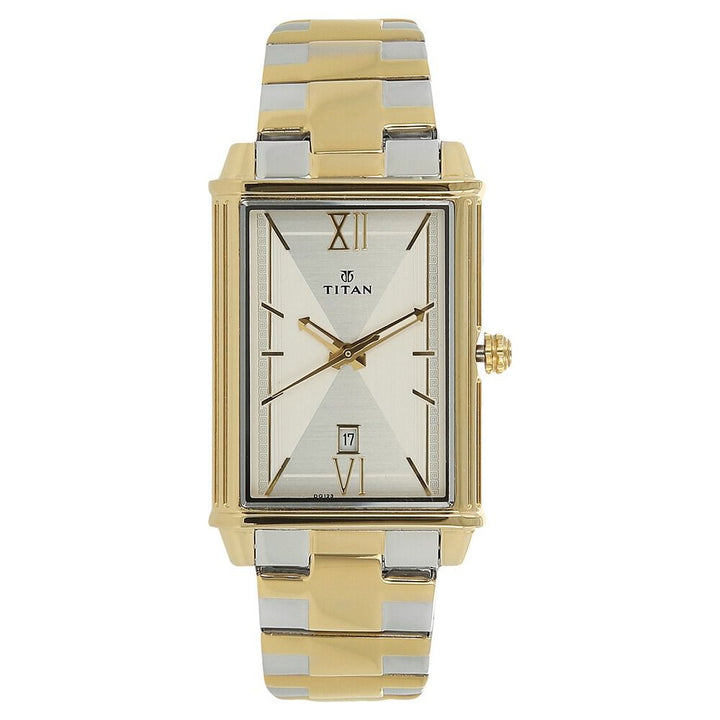 Titan Regalia Rome Silver Dial Analog with Date Stainless Steel Strap Watch for Men-1720BM01