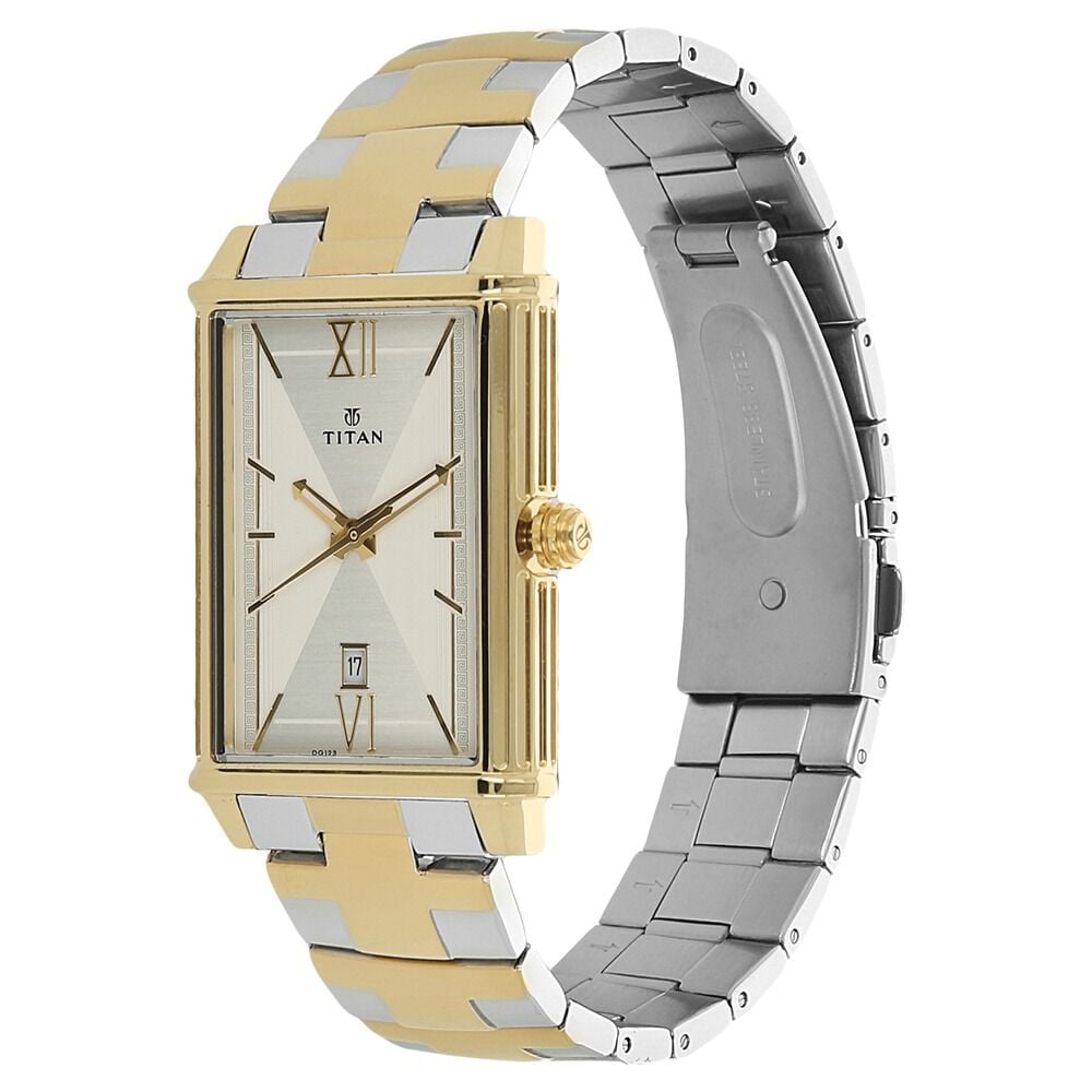 Titan Regalia Rome Silver Dial Analog with Date Stainless Steel Strap Watch for Men-1720BM01