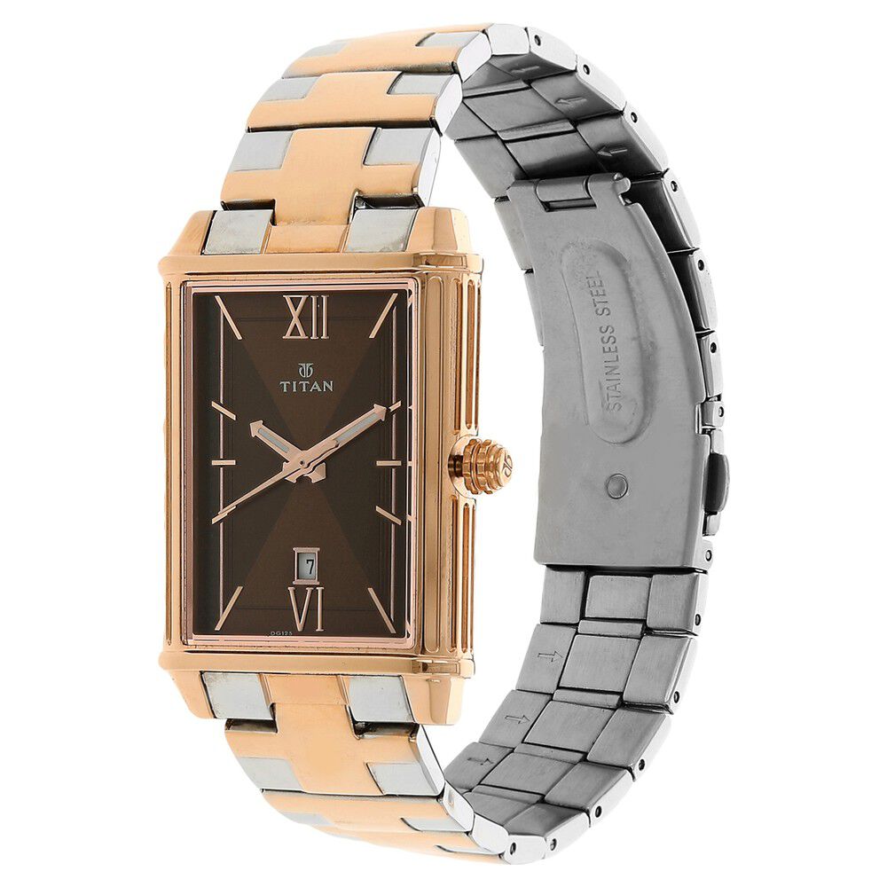 Titan Regalia Rome Brown Dial Analog with Date Stainless Steel Strap watch for Men-1720KM01