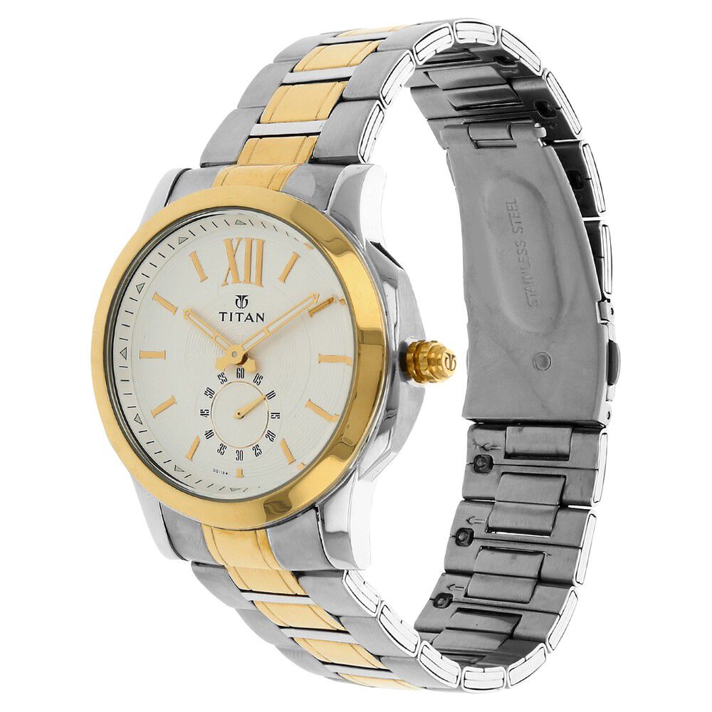 Titan Regalia Rome White Dial Quartz Multifunction Stainless Steel Strap watch for Men-NK1721BM01