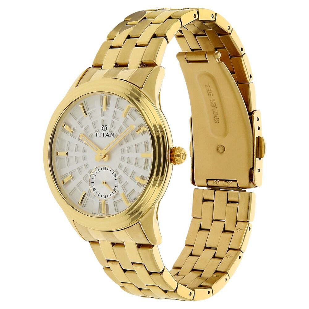 Titan Quartz Multifunction Silver Dial Stainless Steel Strap Watch for Men-NN1722YM01