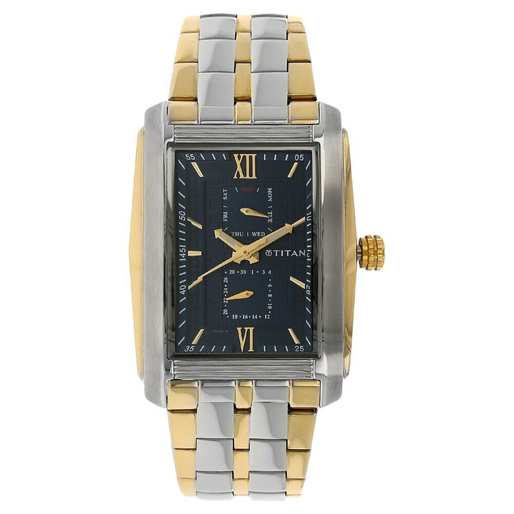Titan Quartz Multifunction Blue Dial Stainless Steel Strap Watch for Men-1724BM01