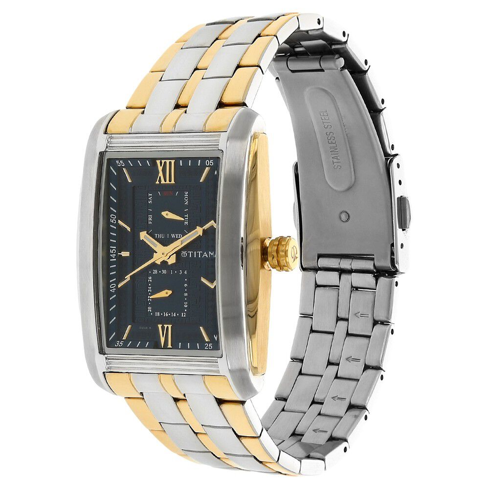 Titan Quartz Multifunction Blue Dial Stainless Steel Strap Watch for Men-1724BM01