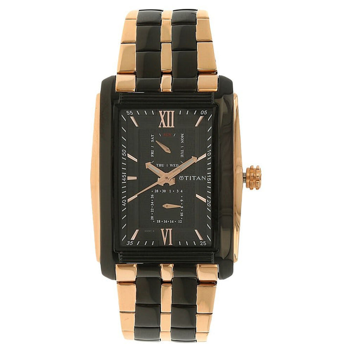 Titan Regalia Rome Black Dial Quartz Multifunction Stainless Steel Strap watch for Men-1724KM02