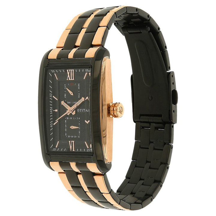 Titan Regalia Rome Black Dial Quartz Multifunction Stainless Steel Strap watch for Men-1724KM02