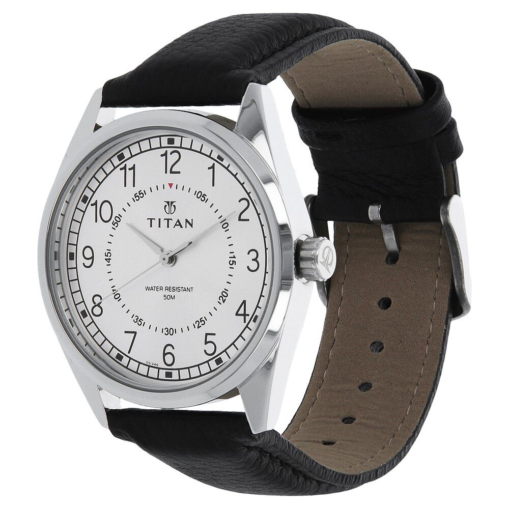 Titan Workwear Silver Dial Analog Leather Strap watch for Men-NL1729SL01