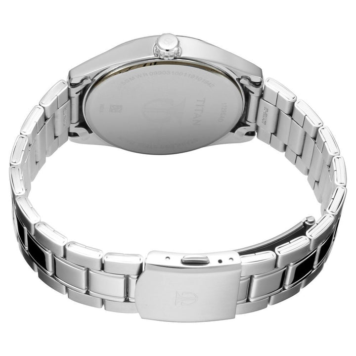 Titan Men's Eleganza Lumina Blue: Luminous Dial Watch with Sophisticated Link Metal Strap NS1729SM03