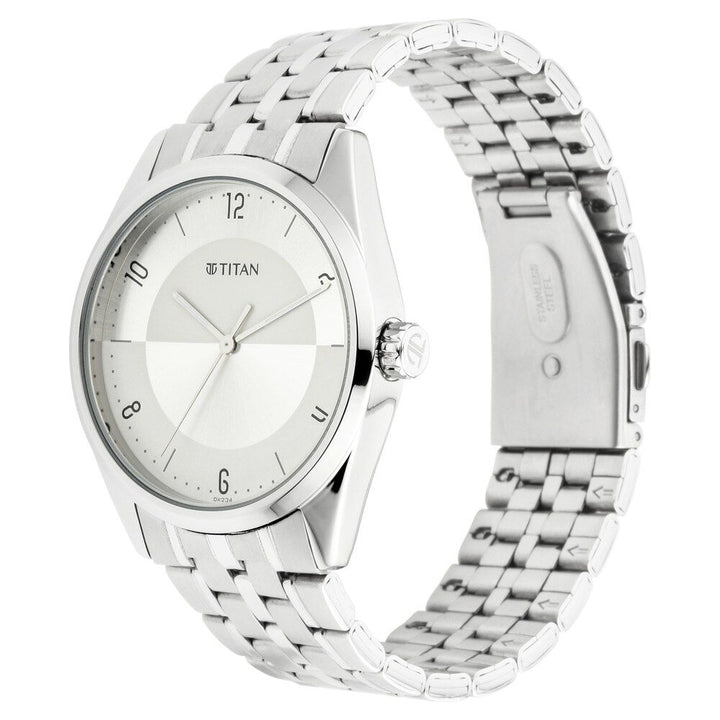 Titan Men's Eleganza Lumina White: Luminous Dial Watch with Sophisticated Link Metal Strap NS1729SM06