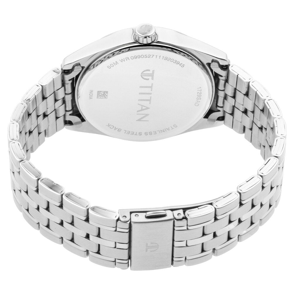 Titan Men's Eleganza Lumina White: Luminous Dial Watch with Sophisticated Link Metal Strap NS1729SM06