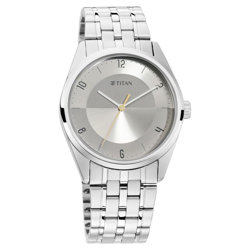 Titan Workwear Grey Dial Analog Metal Strap Watch For Men