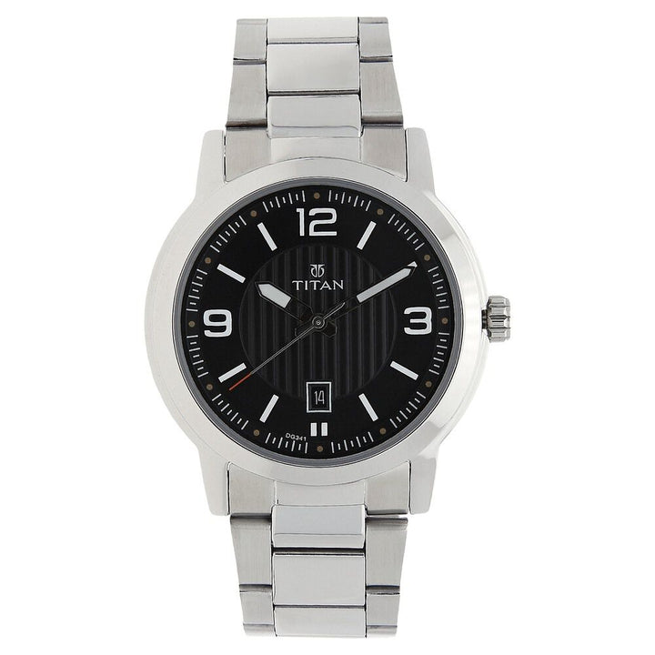 Titan Quartz Analog Analog with Date Black Dial Stainless Steel Strap Watch for Men NS1730SM02