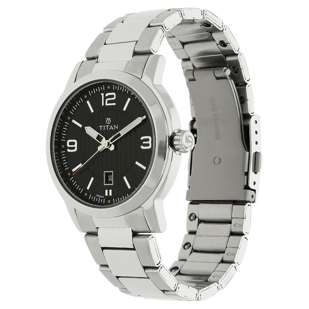 Titan Quartz Analog Analog with Date Black Dial Stainless Steel Strap Watch for Men NS1730SM02
