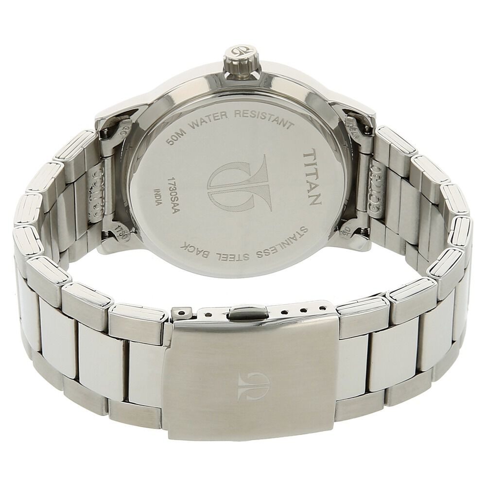 Titan Men's Urban Refinement: Sleek Blue Dial with Silver Stainless Steel Strap Watch NS1730SM03