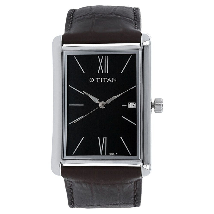 Titan Men's Urban Chic: Modernist Black Dial & Leather Strap Watch NS1731SL01