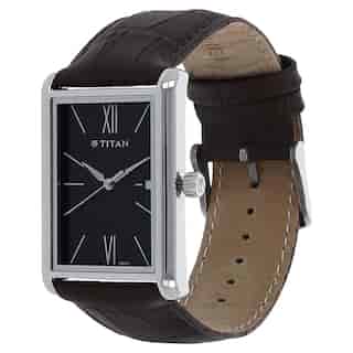Titan Workwear Watch with Black Dial & Leather Strap NP1731SL01