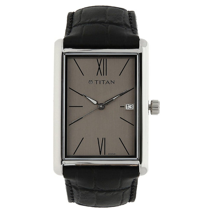 Titan Workwear Grey Dial Analog Leather Strap watch for Men-NK1731SL02