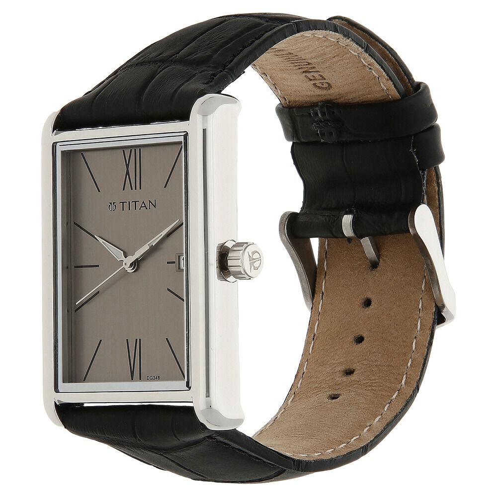 Titan Workwear Grey Dial Analog Leather Strap watch for Men-NK1731SL02