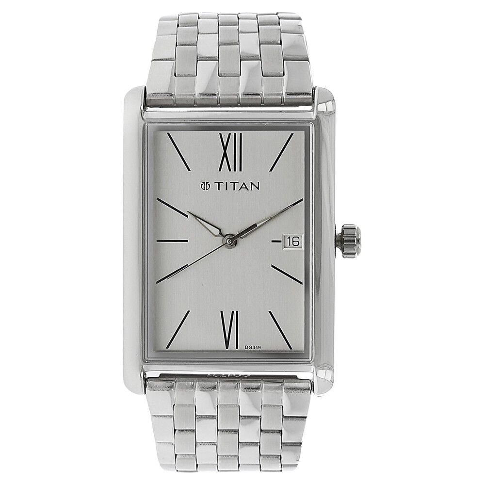 Titan Quartz Analog Silver Dial Stainless Steel Strap Watch for Men-NK1731SM01