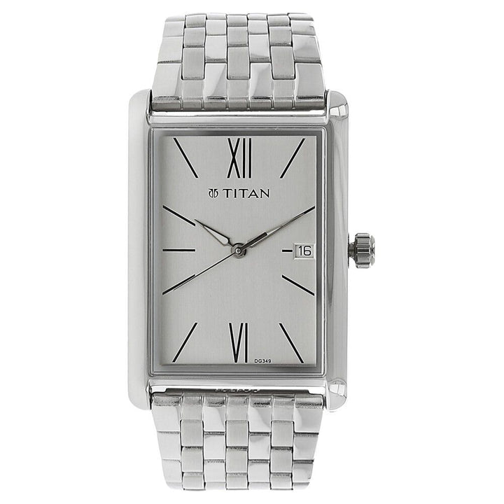 Titan Quartz Analog Silver Dial Stainless Steel Strap Watch for Men-NK1731SM01