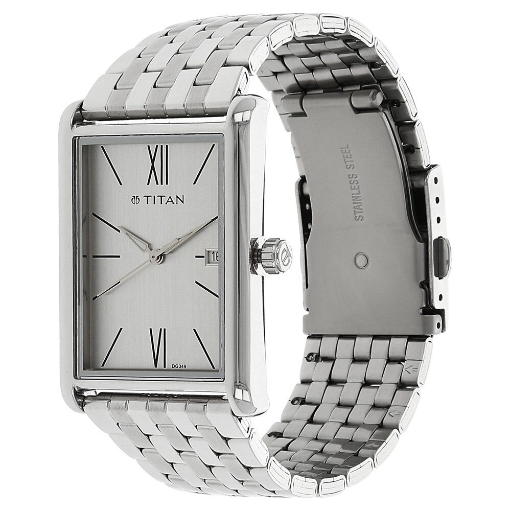 Titan Quartz Analog Silver Dial Stainless Steel Strap Watch for Men-NK1731SM01